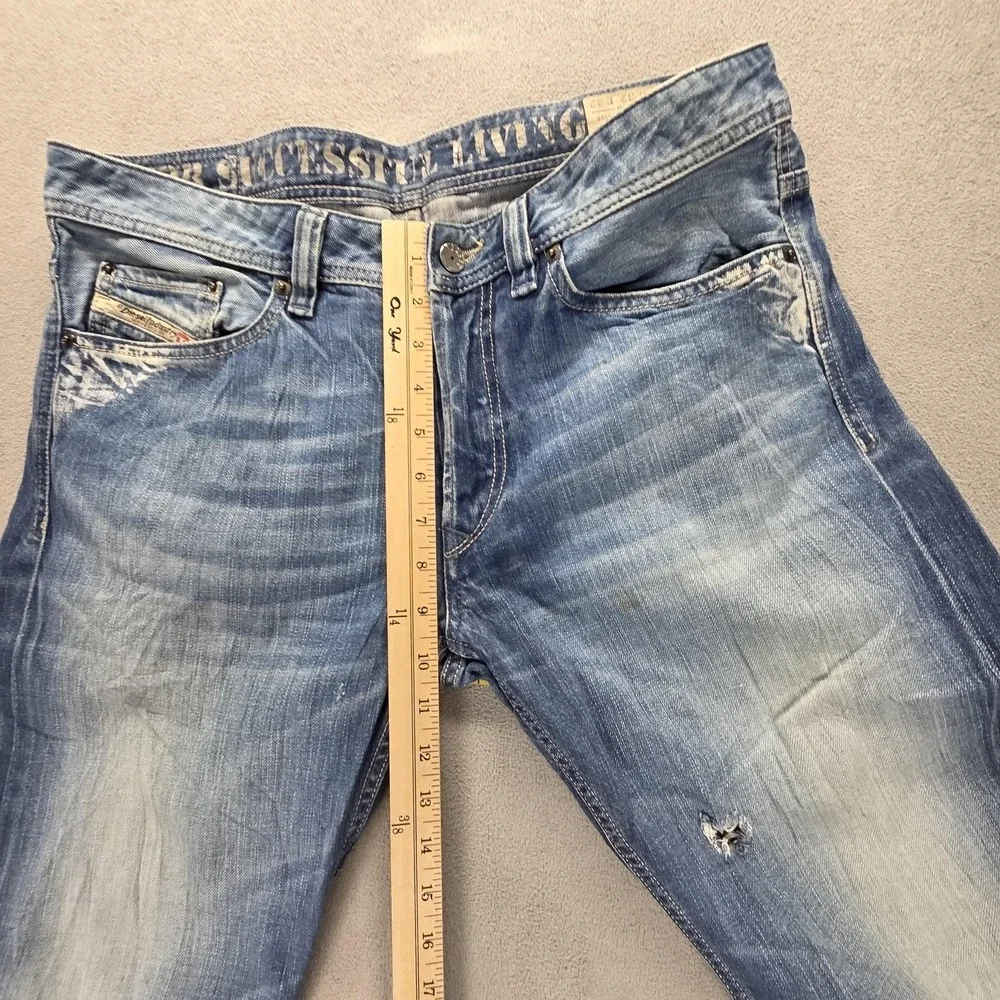 Diesel Jeans Mens 32x32 Blue Viker Straight Distressed Made In Italy 008MZ